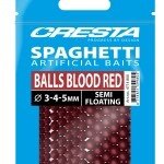 Cresta spaghetti, balls blood red 3-4-5mm, semi floating