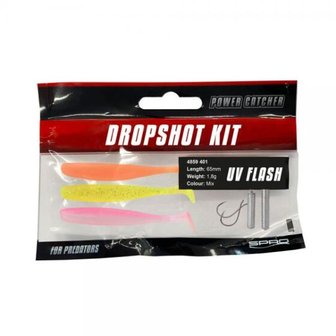 Dropshot kit,UV flash 6,5mm, 1,8 g ,  3 mix kleuren