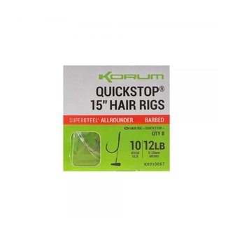 Korum 15&quot;Hairrigs , allround en met weerhaak en quickstops, 8st  maat 8 t/m 14