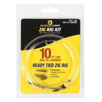 Avid Zig Rig 10 ft barbed, haak 10