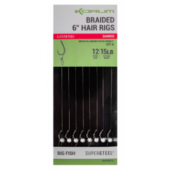 Korum Big Fish braided Hair Rigs, barbed, 8st