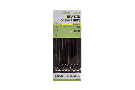 Korum Big Fish Braided Hair Rigs, barbless, 8 st