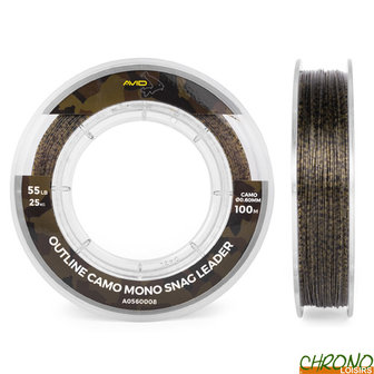 Avid Outline Camo Mono Snag Leader, 100m, 55lb, (trekkracht 25kg)