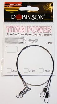Robinson Titan Power stainless 1x7 coated leaders, 45 cm, 12 kg, 2 st