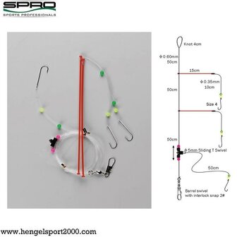 Ocean serie Flatfish Rig, Platvis-paternoster rig special 3 hooks van 15 cm haak 4, 