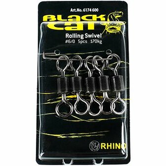 Black cat Rolling Swivel, 6/0, 170 kg,  5 stuks