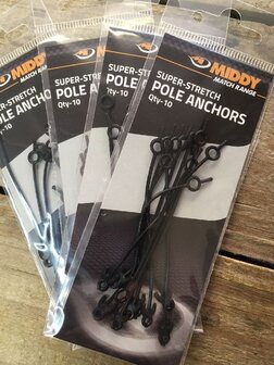Middy Pole anchors,tuigenrekjes-elastiek. 10 st