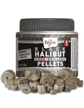 CarpZoom, Black Halibut pre -drilled Pellets, haakaas, 120 gr.    15 mm