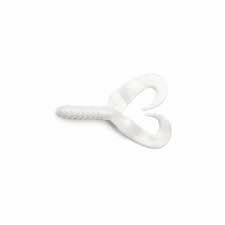 Iron Claw Tricky Soft Twintail Grub wit met fluo red tail, 4 W, 10 st