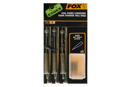 Fox  50 lb Camo leadcore kwik change heli rigs, 3 st