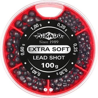 Lood Distributeur 70 gr 6-vaks, rood,lead shot, extra soft van  0.2 gr naar 1 gr