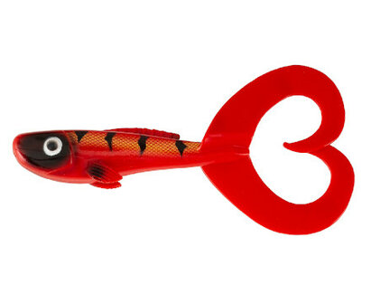 Abu Garcia Twin tail Shad beast 17cm, red tiger. per 2 st. verpakt