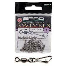 Black Rolling swivel+ hooksnap, maat 3 (trekkracht 33 kg) 10 st