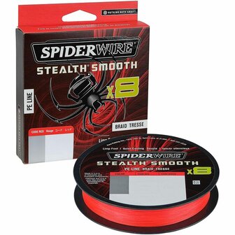 Spiderwire Stealth Smooth, 8 draads Gevlochten draad, rood, 0.07mm= 2.7 kg, 150 meter