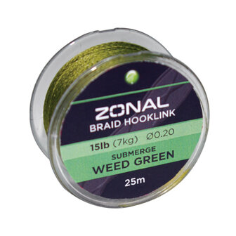 Kodex Zonal submerge braid hooklink weedgreen, 15 lb , 25 m   op=op
