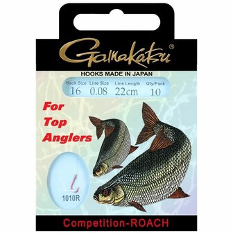 Gamakatsu 22 cm comp. roach, haak1010r; maat 20, nylon 0,09, 10st