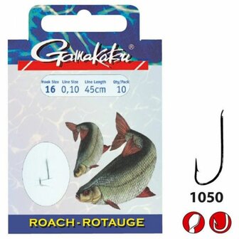 Gamakatsu Voorn onderlijnen Roach, 45 cm met 1050N haak, 10 st 