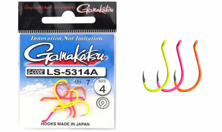 Gamakatsu G-code LS-531AA haken, mix kleur   nr. 6    7 stuks en op=op