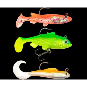 Zebco imitatie Perch Lure Pack, 6 cm, 3st in verpakking, in Fluoro kleuren