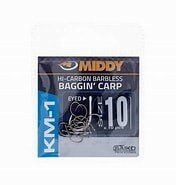 Middy hi-carbon witvishaak Baggin&quot;Carp, met oog, maar zonder weerhaak.10 st