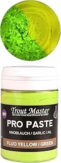 Spro trout master Pro Paste, forellendeeg fluo geel &amp; groen glitter, met knoflooksmaak, 60 gr