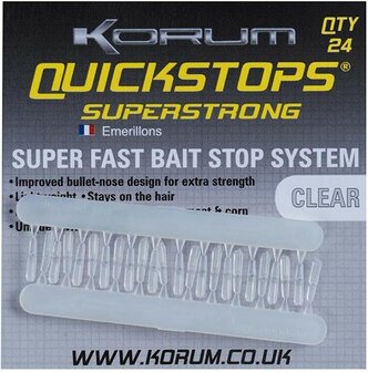 Korum Quickstops, clear, superstrong. 24 st 