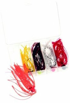 Albatros SS5 rubber skirted jigheads 7 gr. 5 st in boxje