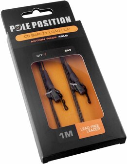 Pole position CS Safety Lead Clip, 45 lb , lead free leaders, 1 m, weed,   2 st
