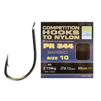 Competition hooks to nylon pr 344, size 10, 0,13mm, 80cm , barbed .10 st