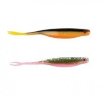 iron claw premium split tail 15 cm, 3 st in pakje, RP(orange belly/black back, yellowtail