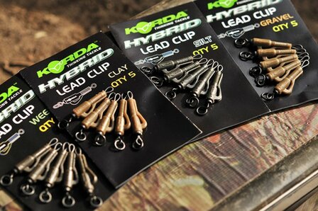 korda hybrid lead clip, weed, 5st