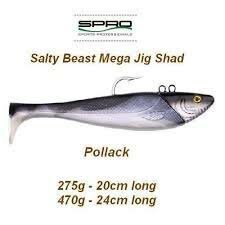 Spro Saltix Beast Mega Jig Shads, Saltwater Lure, 20 cm, 27 gr, kleur Sardine  op=op
