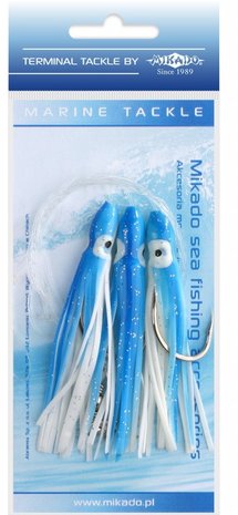 Mikado Zeevis rigs octopus bluewhite, 12cm, haak 3x7/0