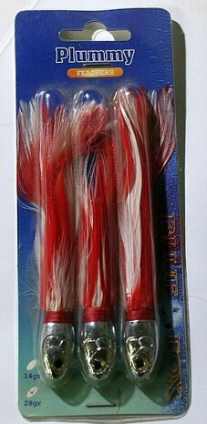 Trolling Plummies oppervlakte aas, 28gr red-white