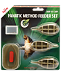 CarpZoom Fanatic Method Feeder Set,  (loodvrij)1x feeder 20, 25, 30 gr+ mal en wartels