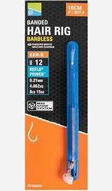 Preston 4"=10cm banded hair-rigs barbless, 8 stuks  #16 0.19mm                                              