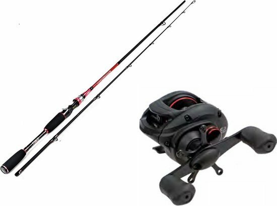 PC Bait Caster Reel & Caster Rod, 2.1m 60 g, voorzien van 0.14mm braid, gevlochten lijn