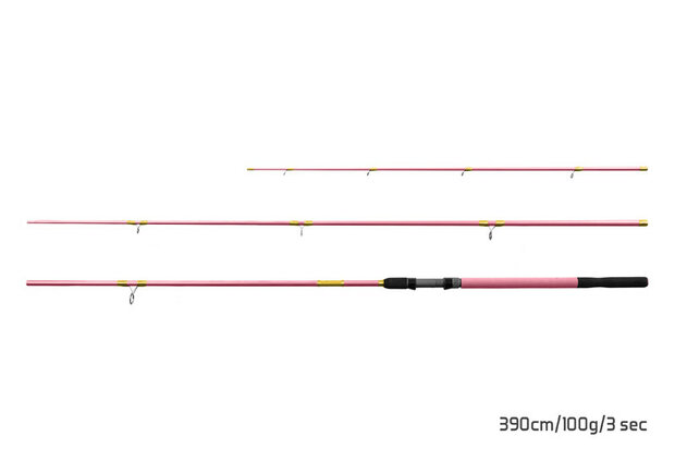 Delphin Queen Feeder + 3 tips, 3.9m 100 g, 3delig   met roze Queen 5T molen en nylon                aanbieding  op=op