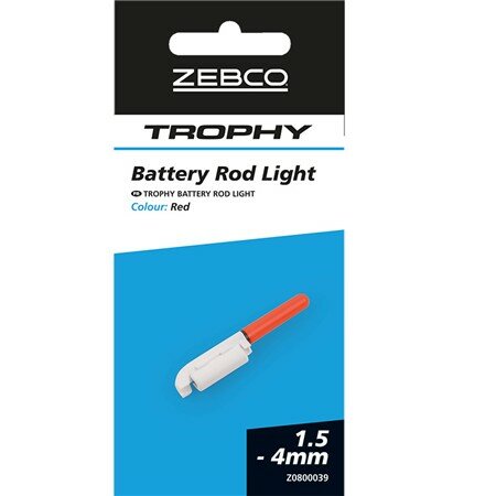 Zebco clip on  battery ( for 60 hours) rod light  ,  1,5-4mm. red