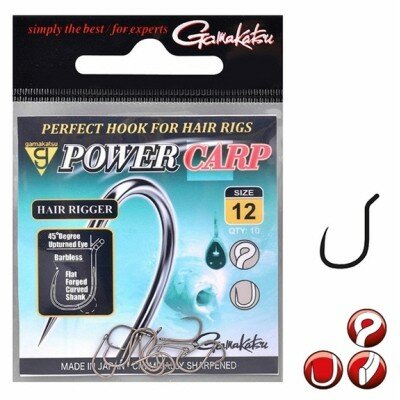 Gamakatsu hair rigger Power carp Hook, barbless