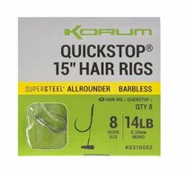 Korum Quickstp 15"hair rigs, weerhaakloos. 0.23mm/ #14, 8 stuks