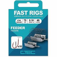 Ctec fast Rig, feeder, 100 cm, red classic haak #10 op 0.22mm   10st