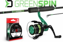 Delphin Wasabi roofvisset, Hengelset, 1.8m , 2delig en werpgewicht 10-30 gr+ molen 2000 en nylon