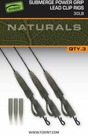 Fox 40 lb  Naturals Submerge Power Grip Lead Clip QC rigs, 3 st